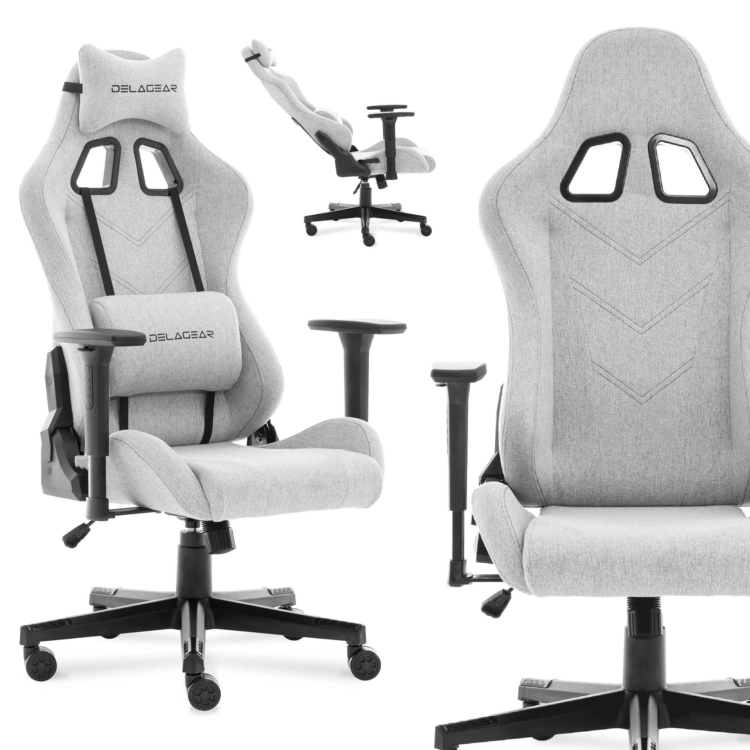 Ergonomiczny Fotel Gamingowy DELAGEAR G 606 Szary Materiałowy - obrazek 3