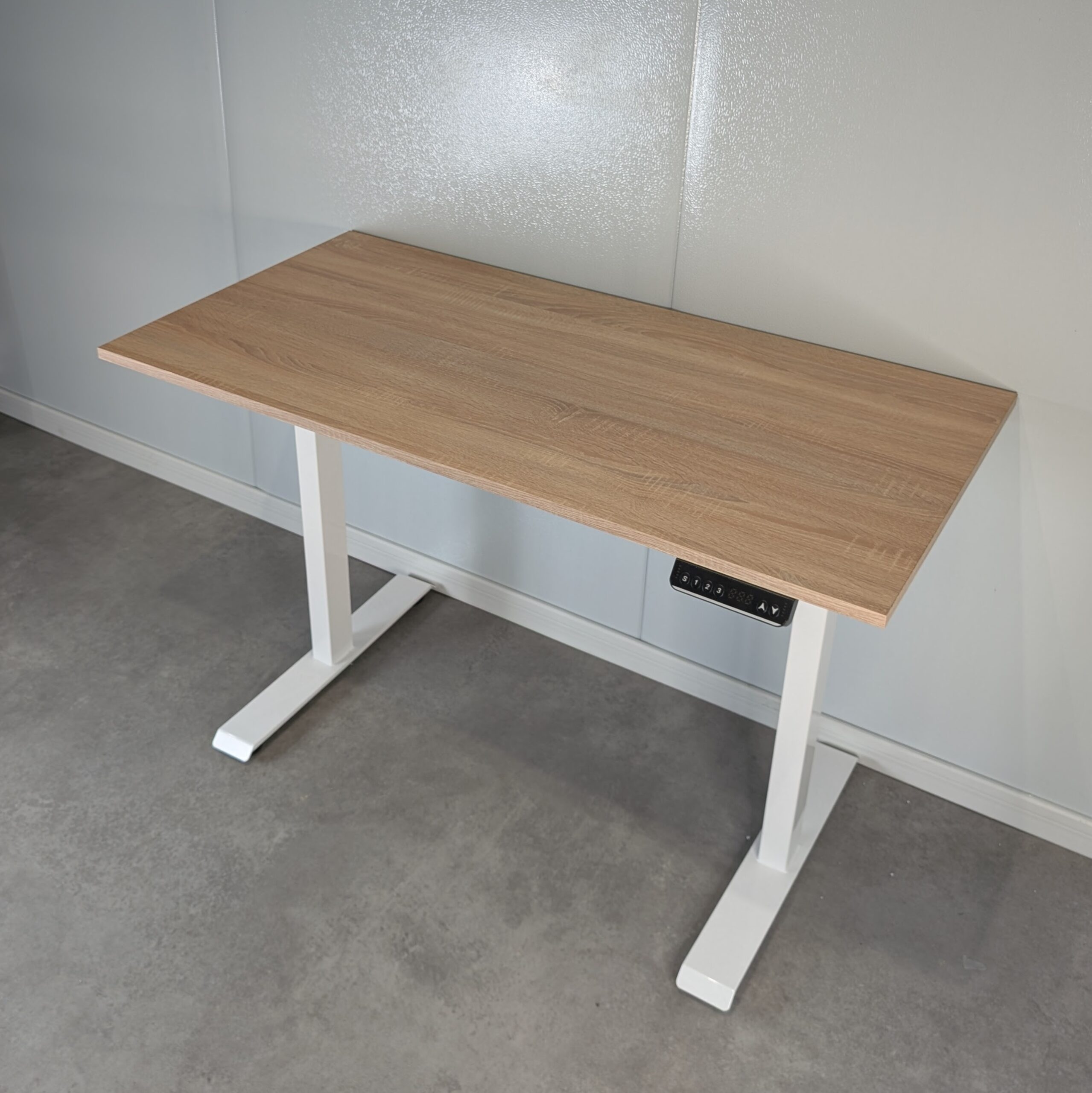 Biurko regulowane elektrycznie DREAM Basic WHITE | Dąb Sonoma UDŹWIG 100KG