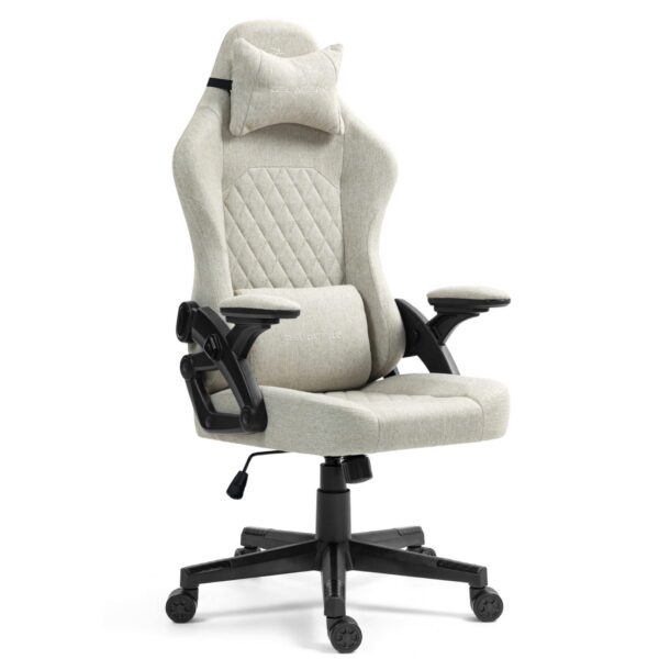 Ergonomiczny Fotel Gamingowy DELAGEAR G 404 Beżowy Materiałowy