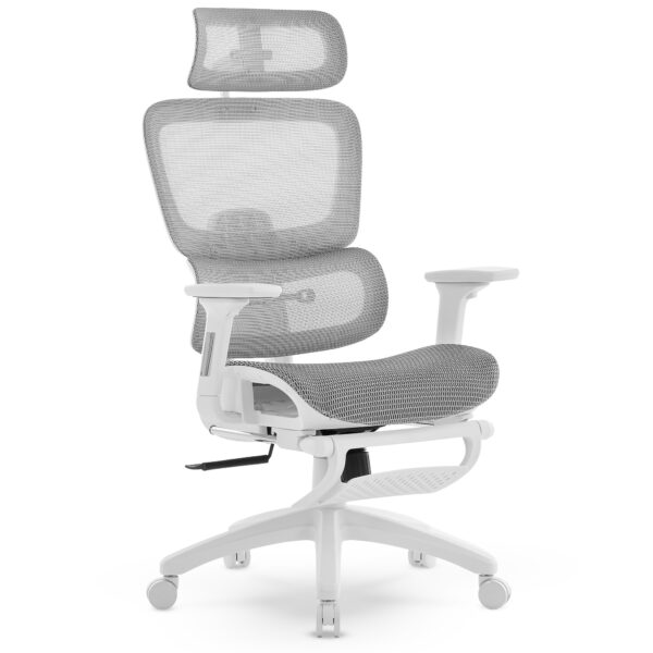 Fotel Ergonomiczny Biurowy DELAGEAR M Pro 750 Szaro-Biały